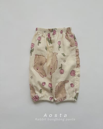 AOSTA23｜(6m-5y) 印花棉麻休閒縮口褲5