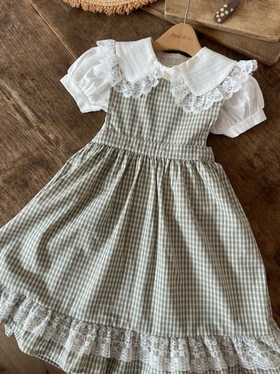 Anne Shirley18｜(1y-5y) 1色格紋蕾絲邊洋裝6