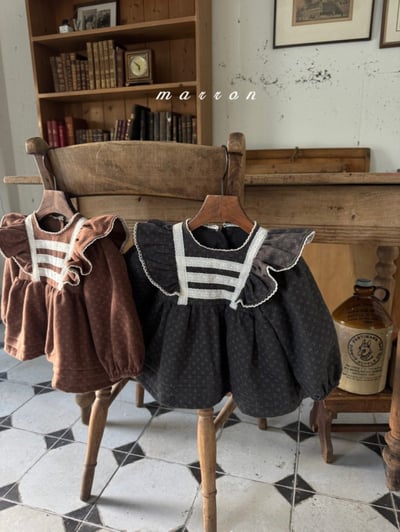 Marron 32｜(1y-6y) 法式碎花荷葉層次襯衫2