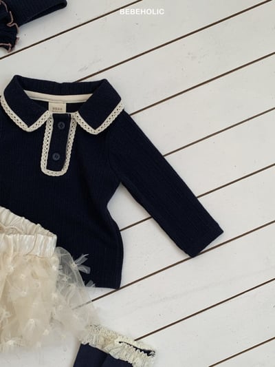 Bebe holic35｜(3m-18m) 蕾絲滾邊有領上衣6