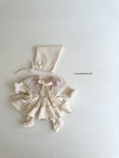 Bloom.b01｜(0m-24m) 層次洋裝包屁衣含帽子12