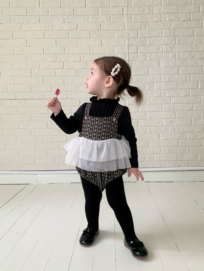 JE613｜(73cm-100cm) 小花薄紗吊帶包屁裙/花邊領上衣11