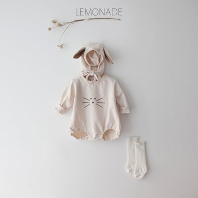LEMONADE45｜(55cm-85cm) 2色小貓包屁衣含帽子11