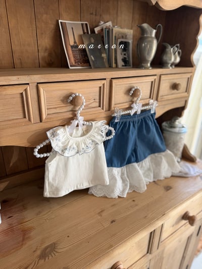 Marron16｜(1y-6y) 蕾絲闊腿九分褲5