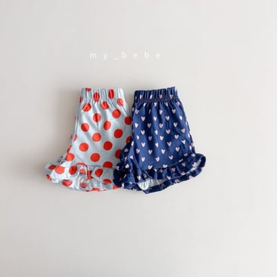 my_bebe28｜(80-120cm) 印花荷葉邊短褲10
