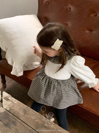 JE583｜(66-90cm) 格紋蝴蝶結綁帶包屁衣5