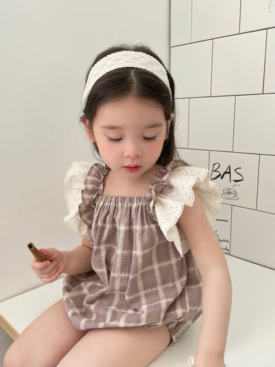 JE33｜(66-120cm) 格紋飛袖包屁衣/洋裝3