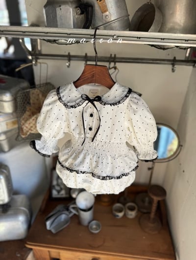 Marron59｜(3m-18m) 點點蕾絲包屁衣10