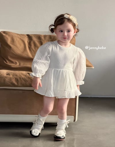 JE703｜(66-90cm) 棉紗荷葉洋裝包屁衣3