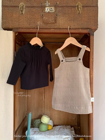 JE602｜(73cm-100cm) 學院風吊带連身裙/高領上衣1