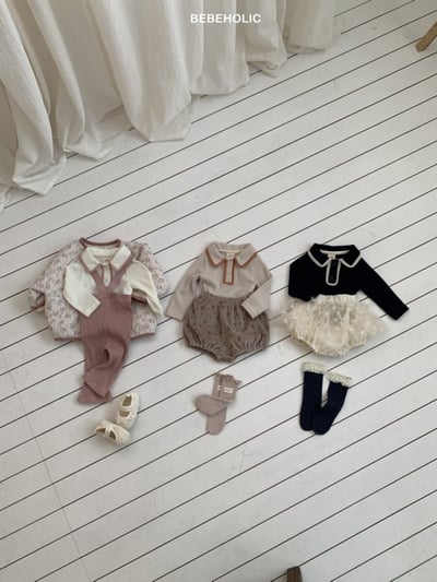 Bebe holic35｜(3m-18m) 蕾絲滾邊有領上衣11