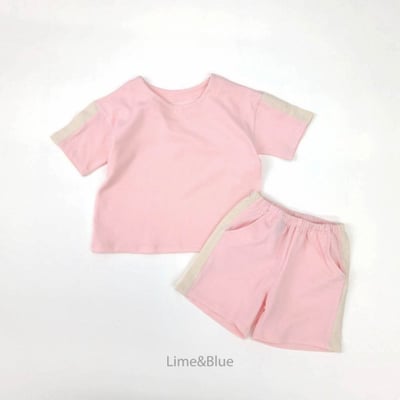 LIME&BLUE24｜(80-118cm)  袖邊拼色套裝6