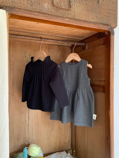 JE608｜(80cm-110cm) 學院素面背心洋裝/花邊領上衣4