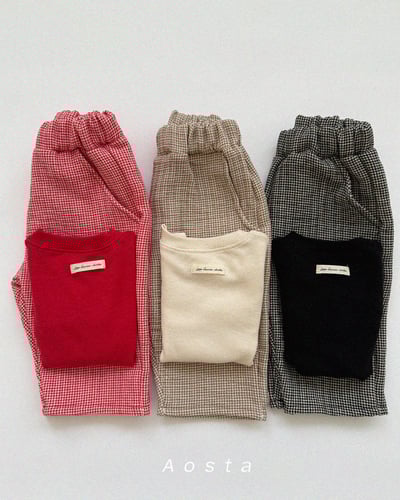 AOSTA38｜(6m-5y) 細格紋直筒長褲24