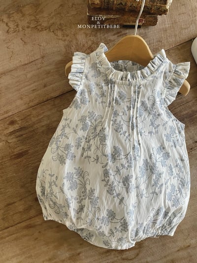 Mon petit02｜(66-90cm) 摺線墨花包屁衣8