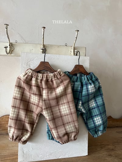 thelala46｜ (1y-6y) 格紋絨毛束口褲1