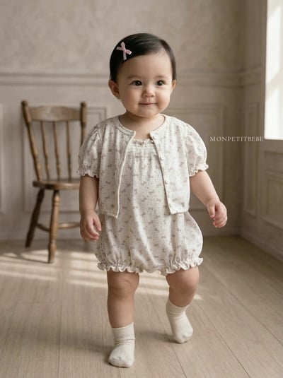 Mon petit04｜(66-90cm) 蝴蝶結短袖開襟外套3