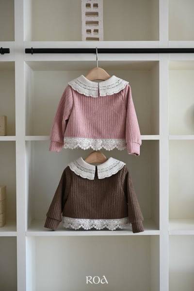 ROA11｜(80cm-120cm) 2色蕾絲翻領絨毛開衫上衣2