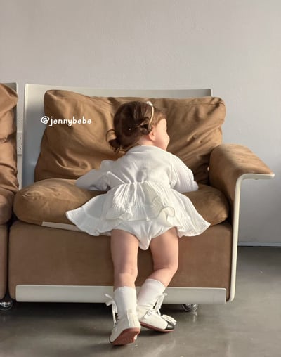 JE703｜(66-90cm) 棉紗荷葉洋裝包屁衣6