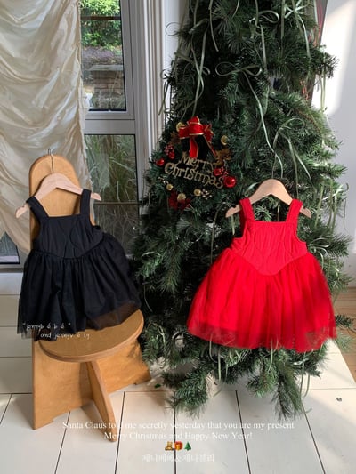 JE 418｜(80-110cm)  絎縫線蕾絲洋裝2