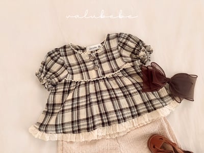 Valubebe 52｜(65-90cm) 格子泡泡袖襯衫6