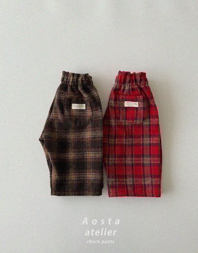 AOSTA31｜(6m-5y) 格紋直筒長褲1