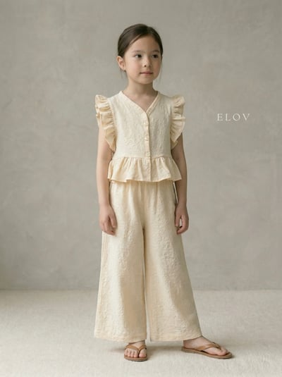 Mon petit11｜(73-118cm) 2色壓紋荷葉袖套裝11