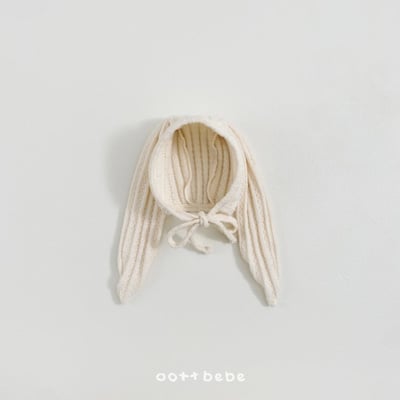 Oottbebe03｜(0m-12m) 壓紋兔耳綁帶帽10