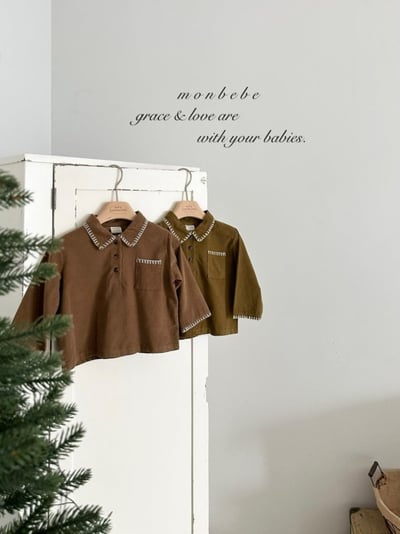 MONBEBE01｜(1y-8y) 冬季縫線滾邊襯衫11