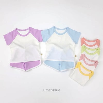 LIME&BLUE22｜(80-118cm)  插肩撞色運動套裝5