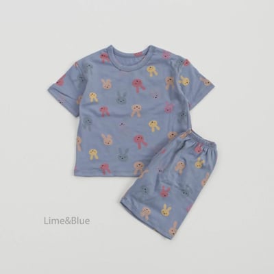 LIME&BLUE01｜(80-118cm MOM )  兔子親子居家服8