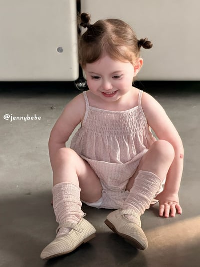 JE713｜(66-90cm) 肩帶小碎花包屁衣7