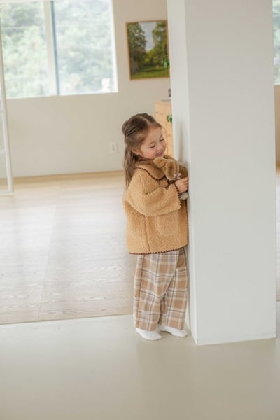 M-KIDS38｜(65-115cm) 2色磨毛格紋直筒褲11