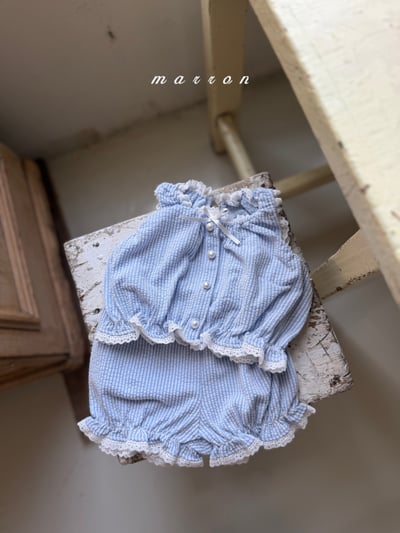 Marron28｜(1y-6y) 甜美鈕釦線條套裝6