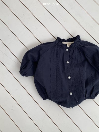 Bebe holic45｜(3m-18m) 壓紋褶皺領包屁衣20