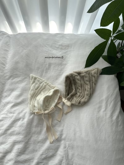 Bloom.b31｜(0m-24m) 麻花針織精靈綁帶帽3