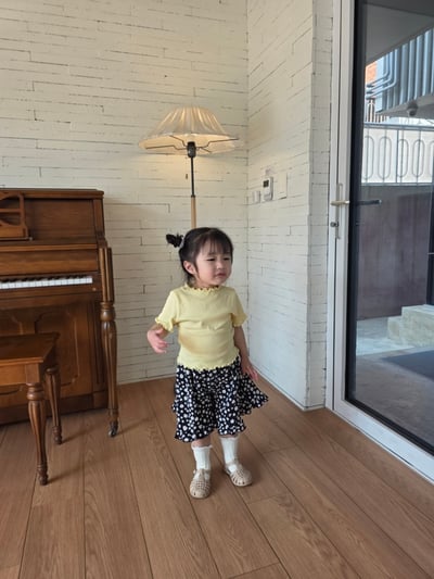 Color07｜(75-115cm) 碎花荷葉下擺七分褲3