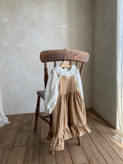 Anne Shirley10｜(1y-5y) 1色格紋蕾絲花邊吊帶洋裝8