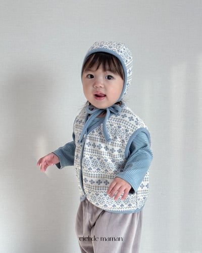 Cieldemaman10｜(6M~24M)  2色雪花針織背心含帽子6