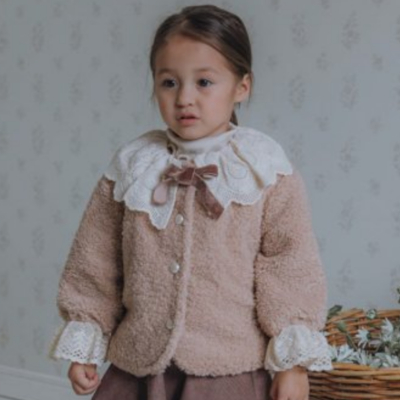 ROA04｜(80cm-120cm) 2色蕾絲領袖邊絨毛外套22