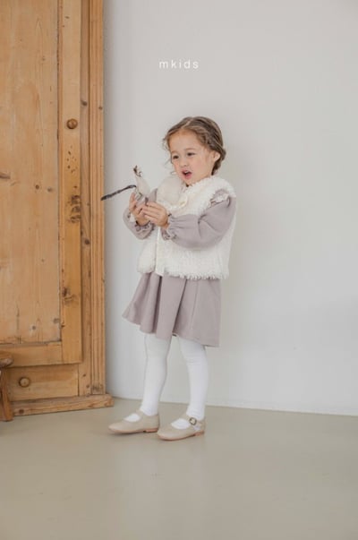 M-KIDS32｜(65-115cm) 2色抓皺圓領洋裝12