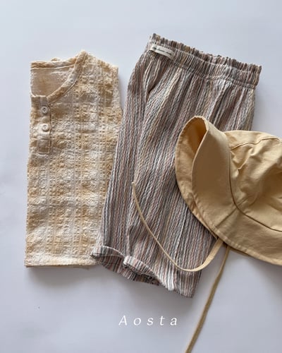 AOSTA56｜(6m-5y) 2款亞麻小標線條褲13