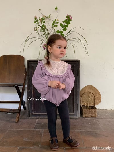 JE571｜(66-90cm) 暮丁香拼接荷葉邊包屁衣12