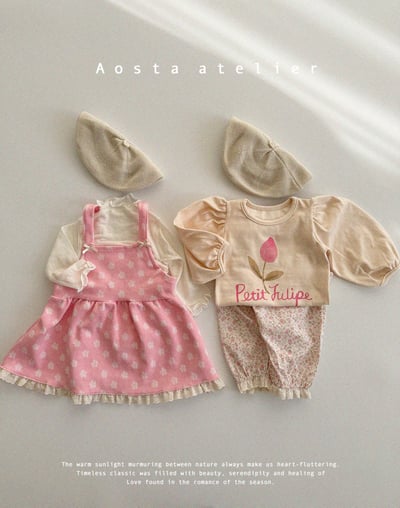 AOSTA｜(4m-5y) 蝴蝶蕾絲吊帶洋裝4