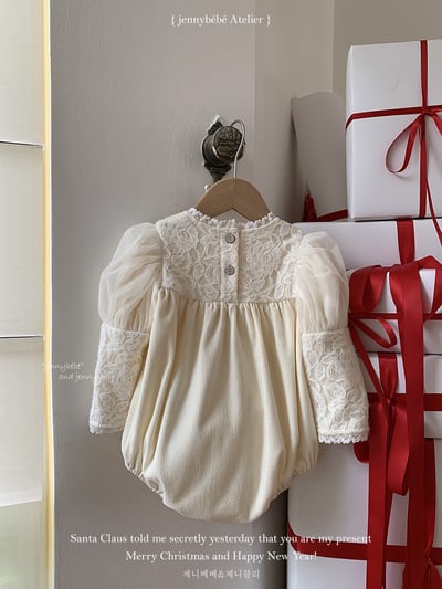 JE 421｜(66-90cm)  玫瑰蕾絲包屁衣2