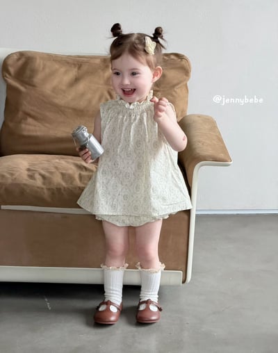 JE704｜(80-110cm) 花邊法式印花無袖套裝13