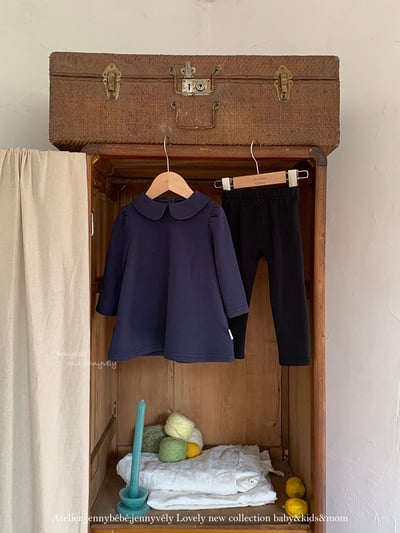 JE 640｜(80-110cm)  圓翻領素洋裝2