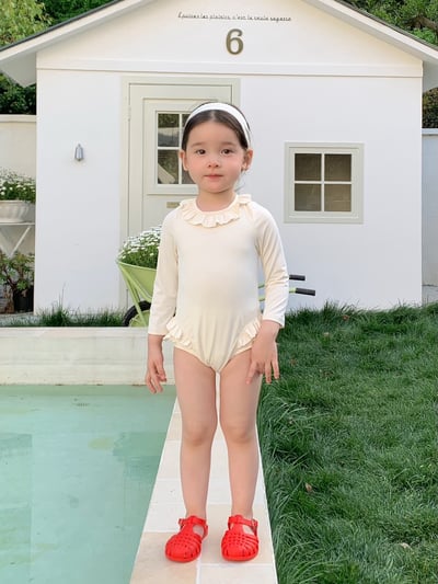 JE30｜(73-130cm) 蕾絲花邊防曬50+泳衣-長袖14