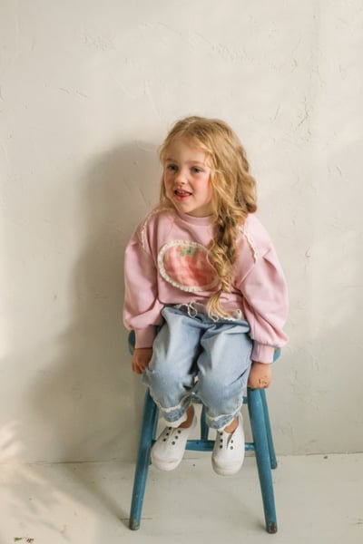 FLO12｜(75-140) 2色番茄碎花布蕾絲上衣2