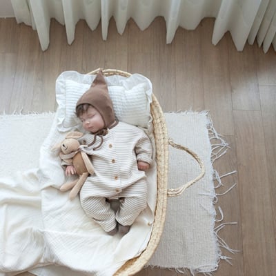 LEMONADE27｜(55cm-85cm) 3色條紋羅紋連身衣含帽子2